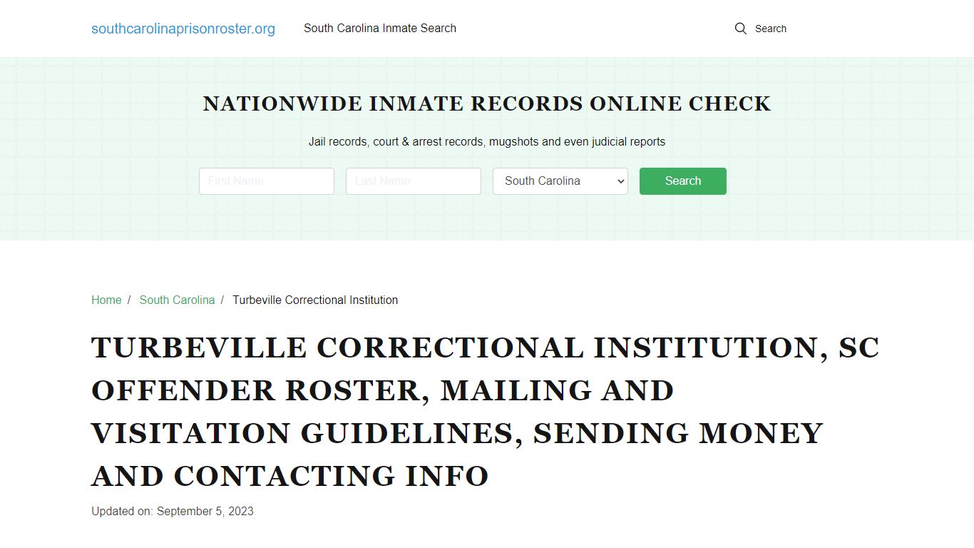 Turbeville Correctional Institution, SC: Inmate Search, Visitation ...
